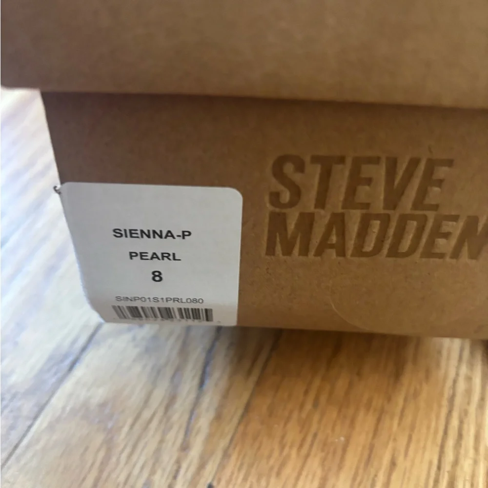 Steve Madden Pearl Beaded Cream Slide Sandals